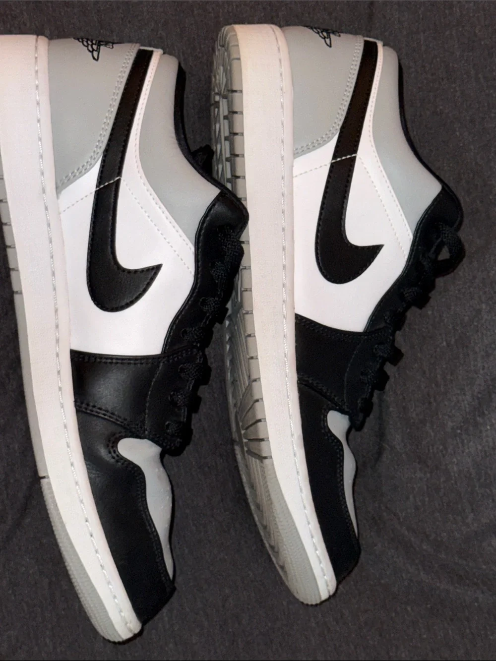 Jordan 1 Low Black, White, and Light Gray